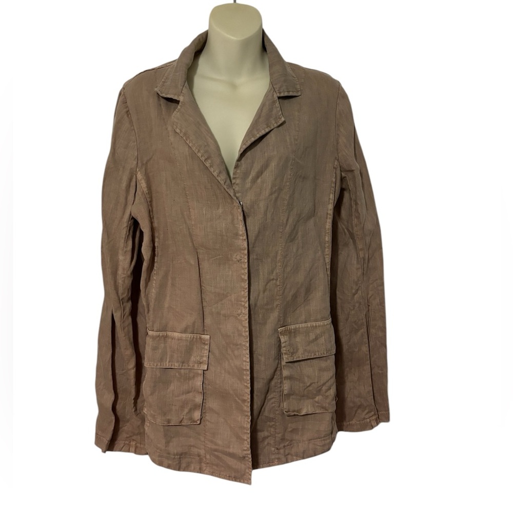 Theodore Beverly Hills tan linen blazer. EUC. Size large